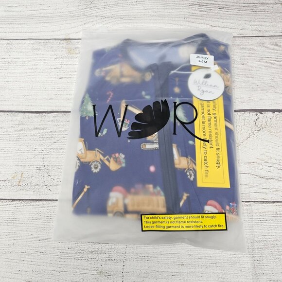 NEW!!! William & Ryan Baby Boy Bamboo Christmas Construction Zippy Size 3-6 mont - Picture 2 of 3